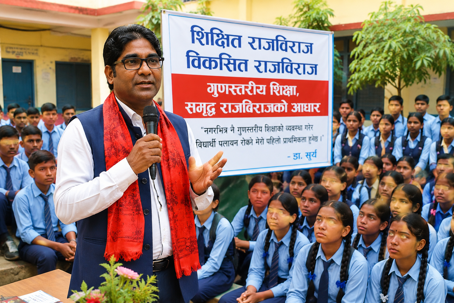 शिक्षित राजविराज निर्माणको अभियानमा डा. सूर्या